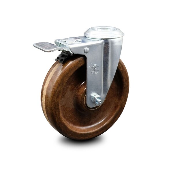 6 Inch High Temp Phenolic Wheel Bolt Hole Caster with Total Lock Brake SCC